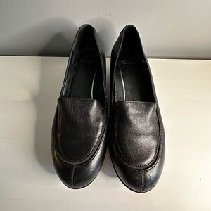 Dansko Shoes Womens Debra Neppa Wedge Loafer Black Leather US9.5 (40) Slip On